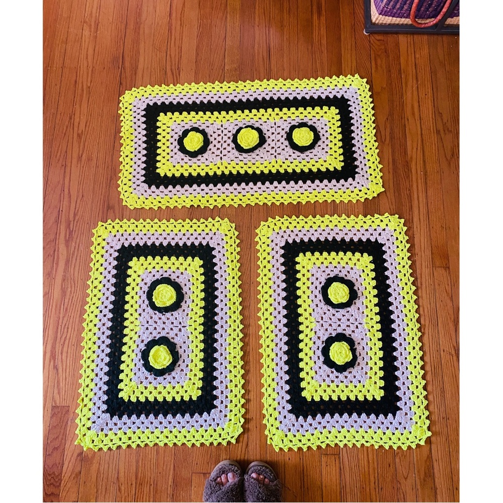 New Set of 3 Handmade Rug/Mat Crochet